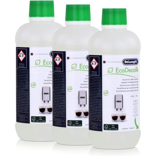 Delonghi Dlsc500/8004399329492 Lot De 3 Bouteilles De Détartrant Delonghi Ecodecalk Pour Machines À Café,500 Ml