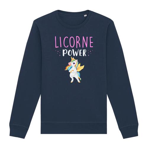 Pull Licorne Power - Pour Femme - Confectionné En France - Coton 100% Bio - Cadeau Licorne Original Rigolo
