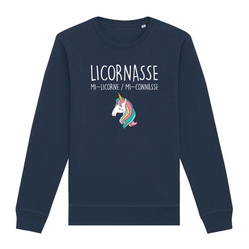 Pull Licorne "Licornasse" - Pour Femme - Confectionné En France - Coton 100% Bio - Cadeau Anniversaire Humour Licorne Original Rigolo