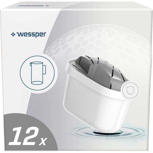 Filtre À Eau Pour Carafe Filtrante,Cartouches Filtrantes Réduisent L'Eau Très Dure,Filtres Compatible Avec Les Filtres Brita Maxtra+,Maxtra Plus (12 Pièces),Blanc/Gris