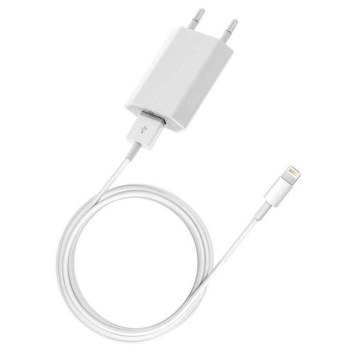 Cable USB Lightning + Chargeur Secteur Blanc pour Apple iPhone - Cable Chargeur Port USB Data Chargeur Synchronisation Transfert Donnees 