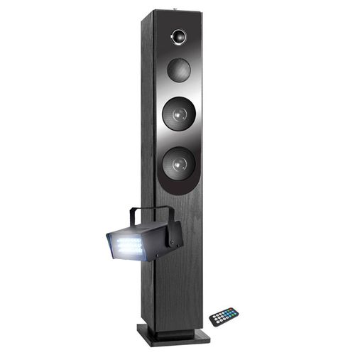 Tour de son Blacktower+ avec lecteur CD, Bluetooth, FM et USB, 100W + télécommande - Mini Strobe en Cadeau