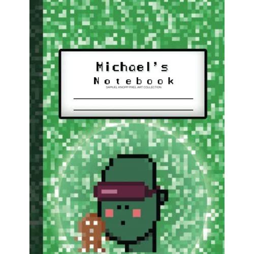 Samuel Knopp Michael" 004 Custom Named Pixel Art Us Collection: Composition Exercise Notebook, 72 Sheets (144 Pages): Wide College Ruled, Premium 7.44 X 9.69