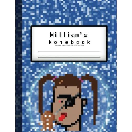 Samuel Knopp William" 005 Custom Named Pixel Art Us Collection: Composition Exercise Notebook, 72 Sheets (144 Pages): Wide College Ruled, Premium 7.44 X 9.69