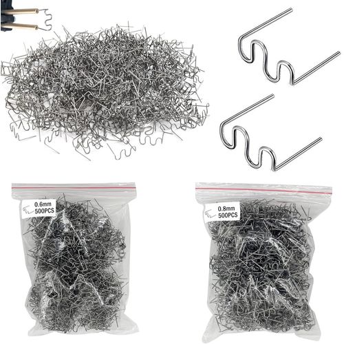 KYAOAYO-Agrafes C s, 1000 Pcs Soudage Plastique, Baguettes De Soudage Agrafe C Clou 0.8Mm / 0.6Mm, Wave Style Soudure Plastique Clou De Soudure, Pour Réparation De Pare-Chocs De Voiture