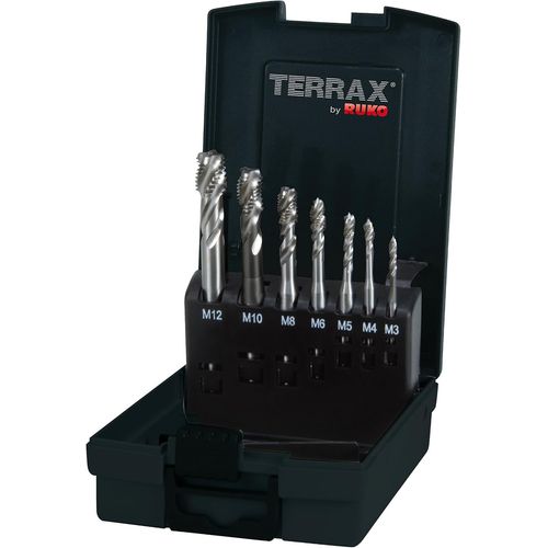 KYAOAYO-Terrax By A245058Etx Jeu De Tarauds Mécaniques M Din 371/376 Forme C/35° Rsp Hsse-Co 5 Dans Coffret En Plastique