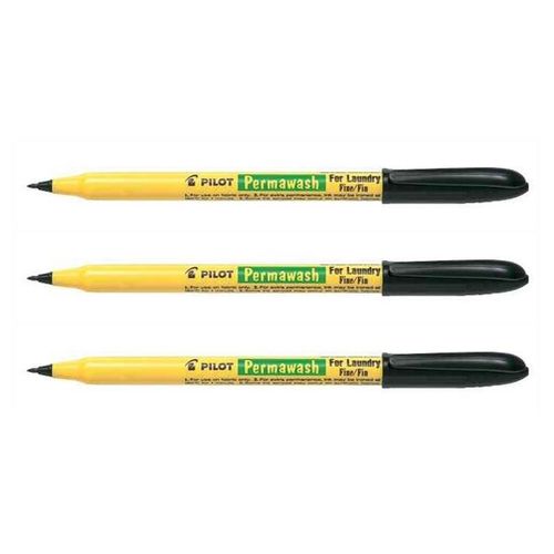 Pilot Lot De 3 Marqueurs Textile Permawash Encre Textile Tracé 1 Mm Noir