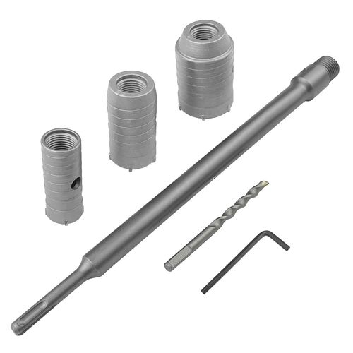 KYAOAYO-Scie Cloche Beton, Foret Beton Grande Longueur Rallonge, Jeu De Scie Cloche Avec Manche Rond 330 Mm Est Sds Plus Poignée Barre De Connexion Avec 30/40/50 Mm Trepans Pour Forage