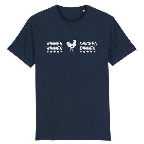 T Shirt Geek "Pubg Winner Winner Chicken Dinner" - Pour Homme - Confectionné En France - Coton 100% Bio - Cadeau Anniversaire Geek Original Rigolo