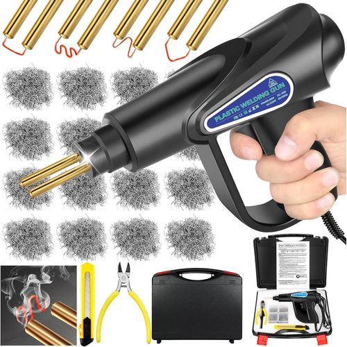 KYAOAYO-Soudage Plastique,Soudure Plastique 80W,Kit Reparation Plastique Avec 6 Types De Chevilles À Souder 900 Pièces,Soudeuse Plastique Pour Pare - Chocs/Pièces Automobiles/Kayak/Canoë