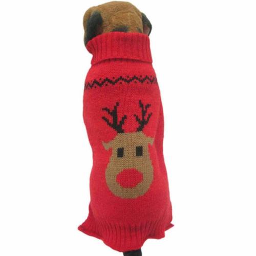 Vetements Pour Chien Pet,Winter Woolen Chandail Tricot Vetements Puppy Warm Deer Head High Collar Coat (Xl, Rouge)