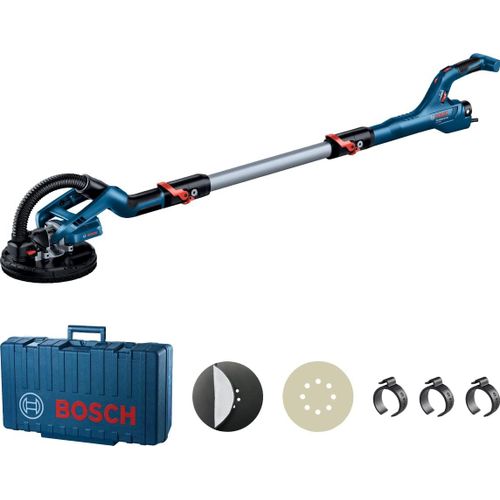 KYAOAYO-Ponceuse Plaquiste Gtr 55-225 (550 W, Ø De Plateau 215 Mm, Avec 1 Disque Abrasif M480, 1 Set De Plateaux De Ponçage Souples, 3 Clips De Câble, Dans Coffret De Transport)
