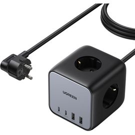 Multiprise Cube UGreen CD268 3 prises + 4 ports USB 1,8m Noir/Gris