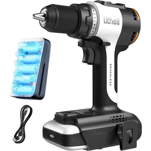 KYAOAYO-Perceuse Visseuse Sans Fil 20V, Visseuse Devisseuse Sans Fil Avec Batteries 2.0Ah, 17+1 Réglages De Couple, 60Nm, 2 Vitesse, Led, Perceuse-Visseuse Pour Bricolage À Domicile