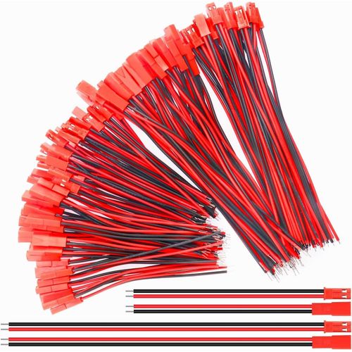 Kyaoayo-Set De 60 Connecteurs Jst 22 Awg, 2 Broches | Pour Led, Bandes Lumineuses, Batteries Rc | Longueurs 10 Cm Et 15 Cm | Versatilité Et Fiabilité, Rouge-Sanag