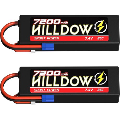 KYAOAYO-2S Lipo Batterie 7,4 V 85 C 7200 Mah Rc Coque Rigide Avec Prise Ec5 Pour Véhicules Télécommandés Camion Camion Camion Tank Avion Hélicoptère Modèles De Course (Lot De 2)