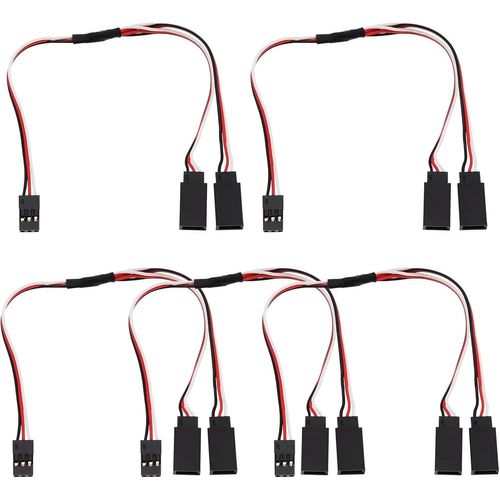 KYAOAYO-5Pcs Répartiteur De Câble D'Extension Servo À 3 Broches Connecteur Y Mâle À Femelle Fil De Cordon Servo Rc Compatible Avec Futaba Jr Rc Voitures/Bateaux/Avions/Hélicoptères