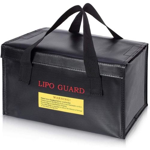 Kyaoayo-Sac Lipo Ignifuge Pour Batteries | Résistant Au Feu, Sûr Pour Dji Tello, Bd-1, Helifar | Idéal Pour Drone Radiofly, Noir, Plastique | Dimensions Cm 26 X 13 X 15-Yunique Green-Clean-Power
