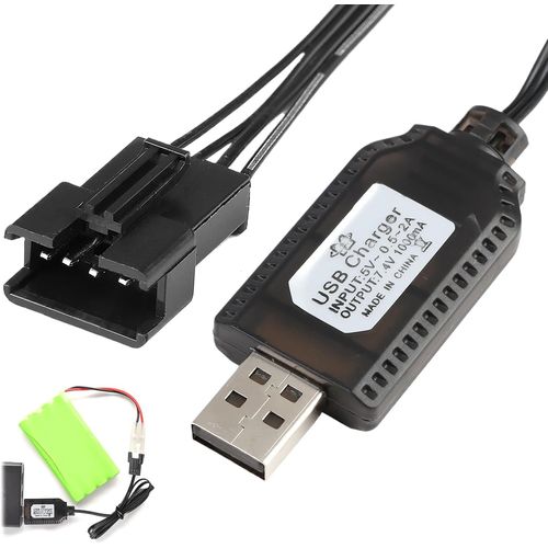 Kyaoayo-7.4v Usb Chargeur Câble Rc, Chargeur Usb Pour Batteries Lipo 2s 7.4v Avec Connecteur Sm-4p - Compatible Voitures Rc, Drones, Bateaux, Avions - Protection Surcharge/Court-Circuit, Led Indicatr-Selurk