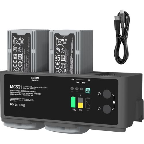 Kyaoayo-Hub De Charge De Batterie 200 W Compatible Avec Dji Air 3/Dji Air 3s - Chargeur Usb Rapide Parallèle À 3 Canaux - Prise En Charge De La Décharge - Design Multifonction Avec Affichage Led-Limeta