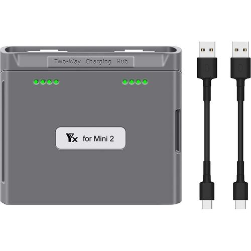 Kyaoayo-Chargeur Compatible Avec Dji Mavic Mini 2/Mini Se | Hub De Charge Bidirectionnel | Chargement Usb-C Pour Batteries De Drone, Gris-Yunique Green-Clean-Power