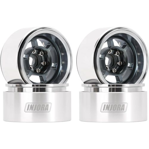 KYAOAYO-1.9 Beadlock Jante Aluminium Offset -10Mm Roue Pour 1/10 Rc Crawler Scx10 Pro Trx4 Vs4-10 Gen8,Gris