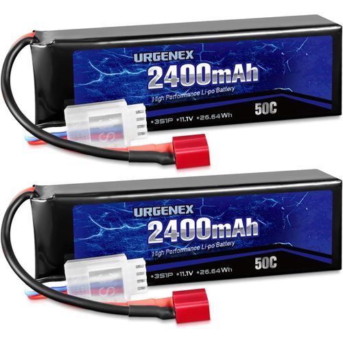 KYAOAYO-Lot De 2 Batteries Lipo 11,1 V 2400 Mah 50 C - Taux De Décharge Élevé 3S Rc - Avec Prise En T Deans - Convient Pour Avion De Voiture Rc Truggy Rc, Drone Fpv, Quadricoptère Uav Et Hélicoptère