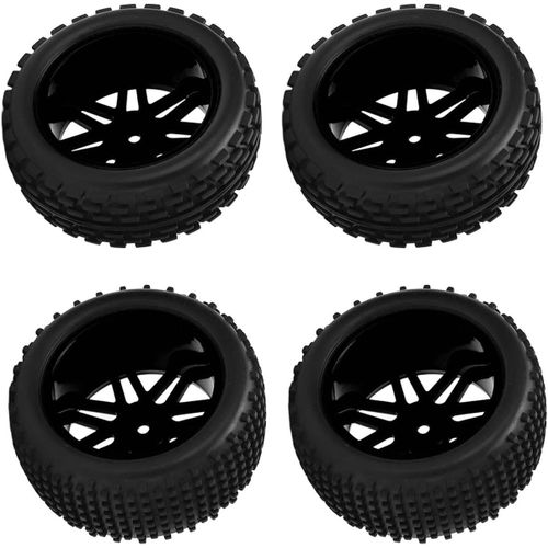 KYAOAYO-Pneus De Voiture Rc, Pneus En Caoutchouc Rc Pneu De Roue De Jante De 86 Mm Avec Contour De Trou En V Pour Wltoys 144001 124018 124019 12428 1/10 Pièces De Mise À Niveau De Voiture Rc(Le Noir)
