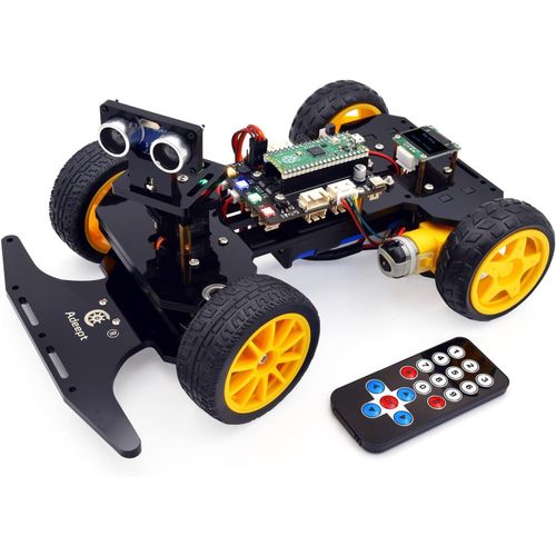 KYAOAYO-Kit De Voiture Intelligent Pour Raspberry Pi Pico, Suivi De Ligne, Évite Les Obstacles, Lumière Colorée, Écran Oled, Kit De Voiture Robot Éducatif Télécommandé Stem Ir