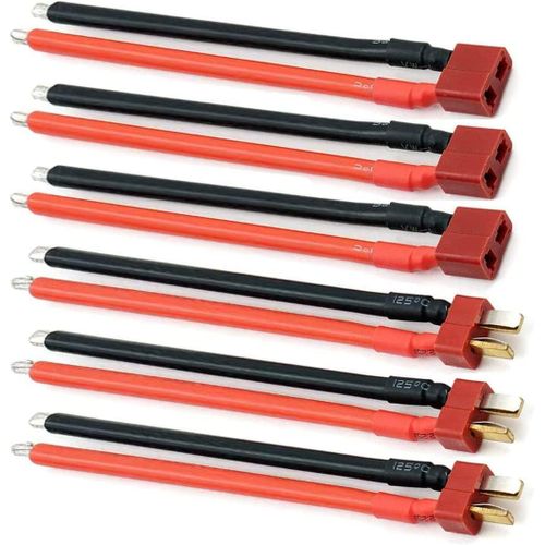 Kyaoayo-3 Paires Adaptateur Mâle Et Femelle Connecteur T Deans Avec 14awg 10cm Fil Silicone Pour Batterie Lipo Rc Drone Avion Quadcopter Voiture Bateau Chargeur-Sanag