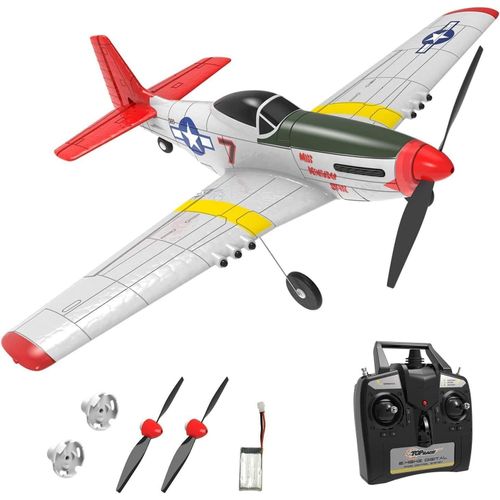 Kyaoayo-Avion Télécommandé Avion Télécommandé À 4 Canaux Avec 2,4 Ghz - Avion À Grande Vitesse Prêt À Voler P-51 Mustang War Avion Jouet Pour Adultes Et Enfants