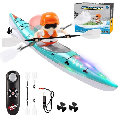 KYAOAYO-Jouet De Bateau Télécommandé Pour Enfants De 3 À 12 Ans : Bateau Radiocommandé Électrique Rc Racing Boats Kayak Avec Pagaie Cadeaux Pour Garçons De 3, 4, 5, 6, 7, 8, 9, 10, 11, 12 Ans, Cadeau