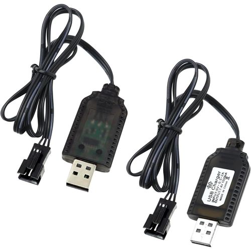 Kyaoayo-2 Pièces Chargeur Rc 7,4 V Câble Usb Connecteur Sm-3 Pin, Compatible Avec Drones, Voitures Rc, Quadricoptères Et Jouets Télécommandés Charge Sécurisée Avec Protection Contre La Surcharge Et A-Srlwmyi