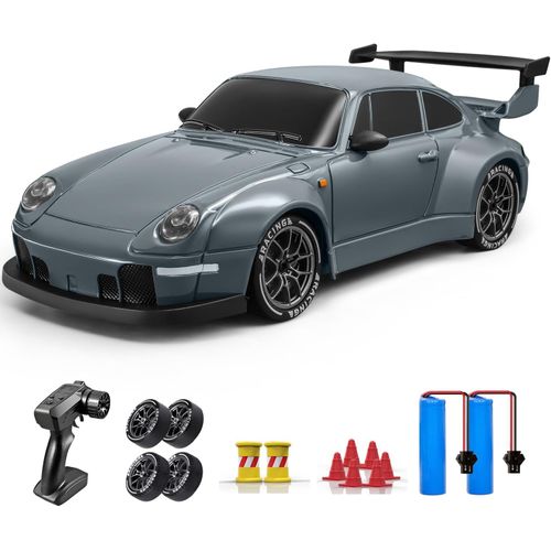 Kyaoayo-Voiture Télécommandée Drift, 1:24 20km/H 4wd Voiture Télécommandée Tout Terrain Enfant Adulte, Rc Drift Car Pour Les Garcon De 5 6 7 8 9 10 Ans, Avec Lumières Led, Deux Piles