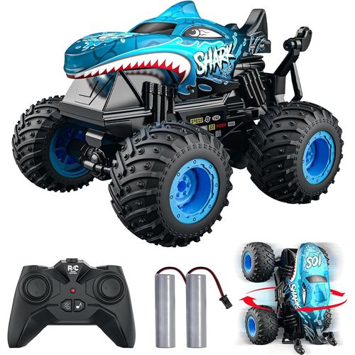Kyaoayo-Voiture Télécommandée, 2.4ghz 20km/H Rc Monster Truck, Rc Voiture Telecommandé Tout Terrain, Avec 2 Batteries 60 Min+, Rc Car Avec Led Musique 360°Rotation, Pour Enfants Adultes, Bleu-Acammzar