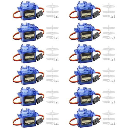 Kyaoayo-12 Pièces 9g Micro Servo Moteur : Micro Servo Moteur 9g Pour Rc Robot Arm/Main /Marche Hélicoptère Bateau Avion Hélicoptère Voiture Modèles De Véhicules Contrôle Avec Câble, Câble Mini Servos-Vaileal