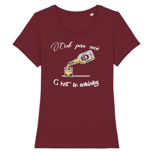 T-Shirt « C?Est Pas Moi, C?Est Le Whisky » - Pour Femme - Confectionné En France - Coton 100% Bio - Cadeau Anniversaire Apéro Humour Original Rigolo