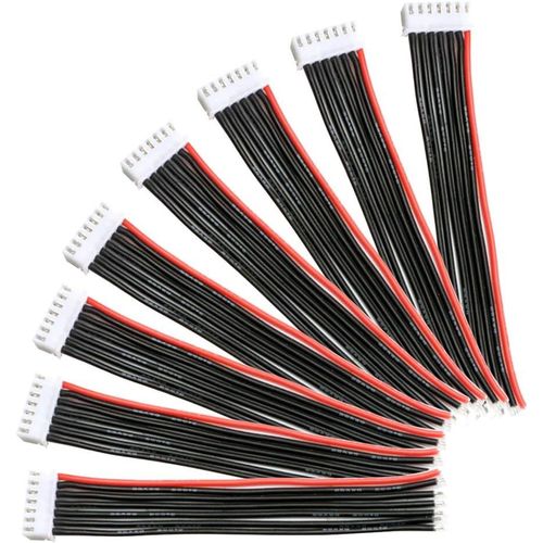 KYAOAYO-10Pcs 6S Rc Lipo Batterie Balance Chargeur Câble Connecteur Fil, Câble De Balance Avec Câble En Silicone De 15Cm Et 22Awg