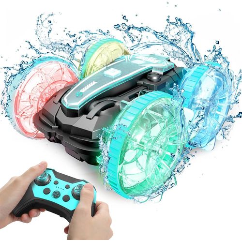 KYAOAYO-Voiture Télécommandée Tout Terrain, 4Wd 360°Rotation 2.4Ghz Rc Voiture Tout Terrain Etanche, Stunt Car Offroad Jouet Véhicule Enfants Garçon Cadeau D'Anniversaire De Noël Fille 8-12 Ans
