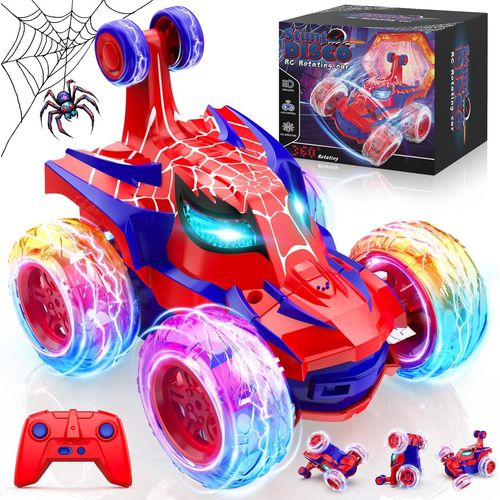 KYAOAYO-Voiture Télécommandée Enfants, Jouet Fille Garcon 3 4 5 6 7 8 9 Ans Jeux Spider Monster Truck Telecommande Avec Lumière, 2.4Ghz Rc Camion Radiocommandée Véhicule Téléguidée Cadeau Anniversair