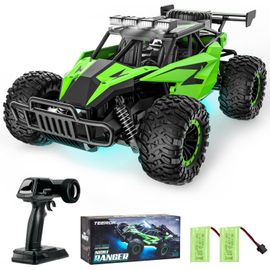 Kyaoayo-Voiture Télécommandée, Tr11 1:16 Offroad Rc Car Avec 2 Batteries 60 Minutes, 2.4ghz Rc Buggy All Terrain 20km/H, Voiture Jouet Avec Led Pour Enfants 6 8 10 12 14 Ans Adultes,Vert-Teerok