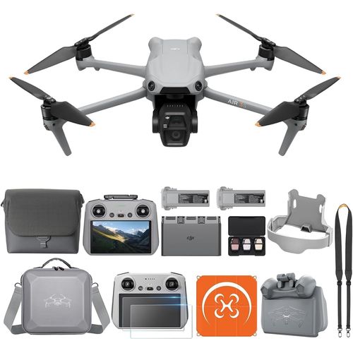 Kyaoayo-Air 3s Fly More Combo (Télécommande Rc 2 Avec Écran) Avec Accessoires Polyvalents, Drone Avec Grand Angle Cmos 1 » & Caméra Téléobjectif Moyenne, 4k, Détection Omnidirectionnelle & 3 Batterie-Dji