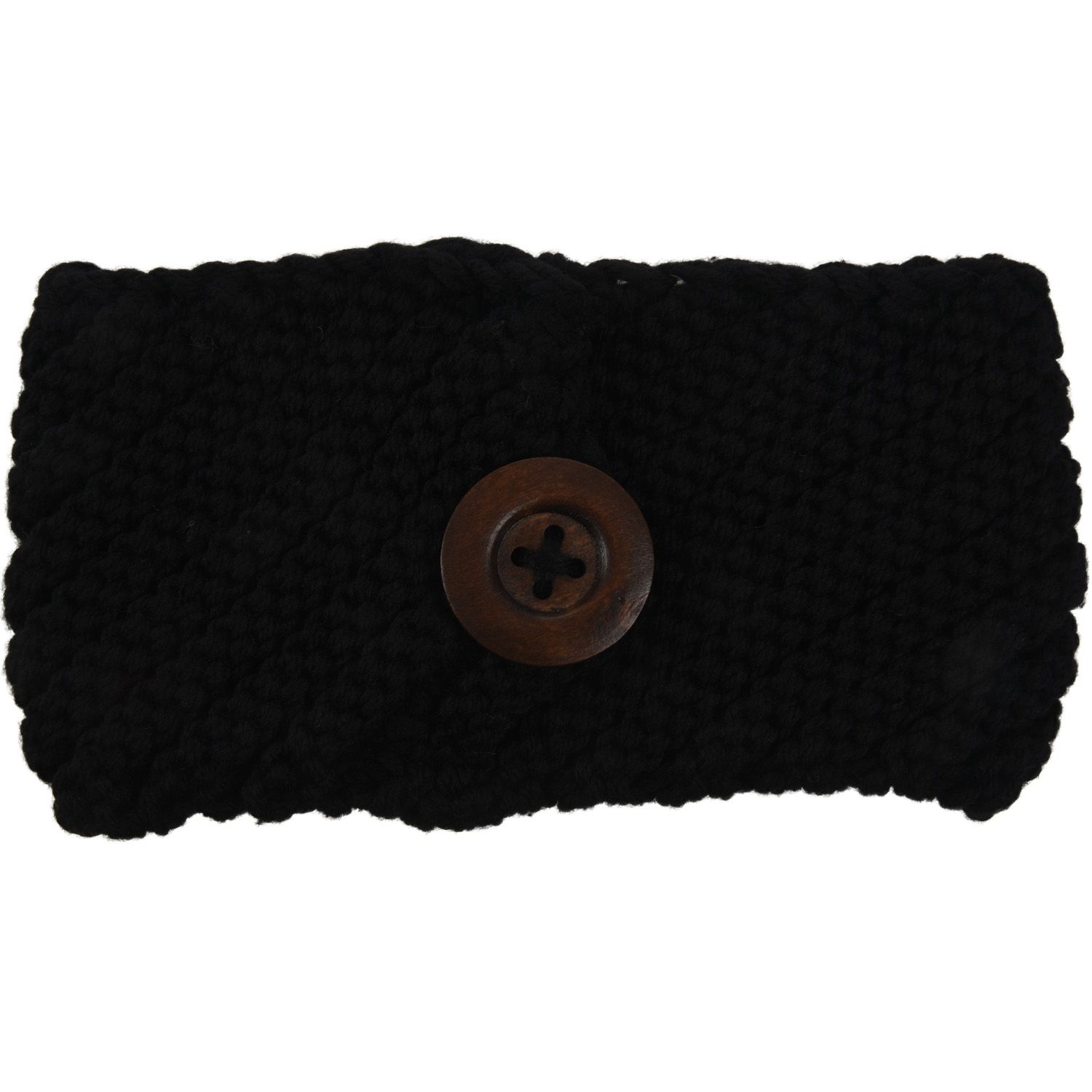 Rayures Diagonales Avec Bouton Tissage Fil De Laine Tricotage Headband(Noir)