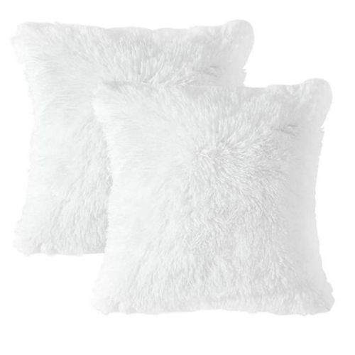 Housses De Coussin Décoratives 40 X 40 Cm, Housse De Coussin En Fourrure Blanche Câline