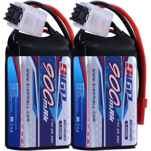 Kyaoayo-Sigp 7,4v 2s Batterie Lipo 900mah 25c Emballage Souple Avec Fiche Jst Pour Avion Rc Quadcopter Hélicoptère Drone Fpv Loisirs De Course 2 Paquets-Generique