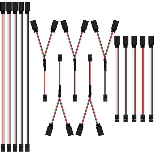 Kyaoayo-Câble D'extension Servo 3 Broches Rc Câble Rallonge Futaba Jr Servo Extension Cables Mâle À Femelle Pour Aéronef Télécommandé 10 Cm/30 Cm 15 Pièces-Sanag