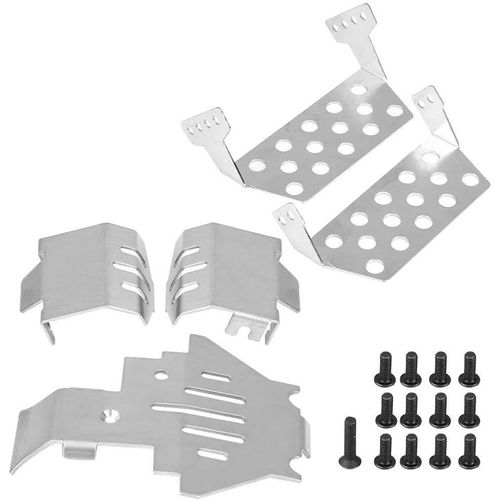 Kyaoayo-Traxxas 4,4 Protection,4 Bronco 2021 Plaque De Renfort,Armures De Châssis Rc,Plaque De Protection De Protection D'armure De Châssis En Acier Inoxydable 5 Pièces Pour Voiture Rc Tra-Tbest