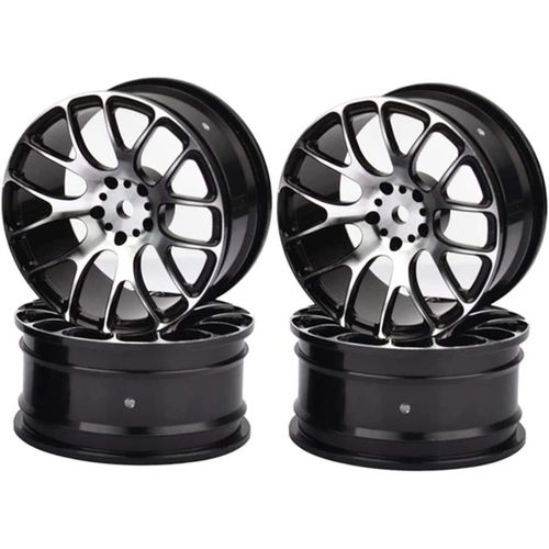 KYAOAYO-Jantes En Alliage D'Aluminium De 52 Mm Pour Voiture De Course Rc 1:10 - Pièces De Mise À Niveau (Noir)