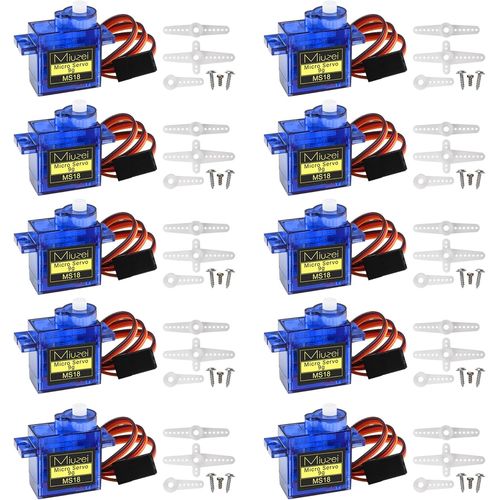 KYAOAYO-10X Micro Servo Moteur 9G Pour Rc Robot Bras/Main/Marche Avion Hélicoptère Bateau Voiture Véhicule Commande Avec Câble¿180° Mini Servomoteur Compatible Avec Arduinoet Et Raspberry Pi
