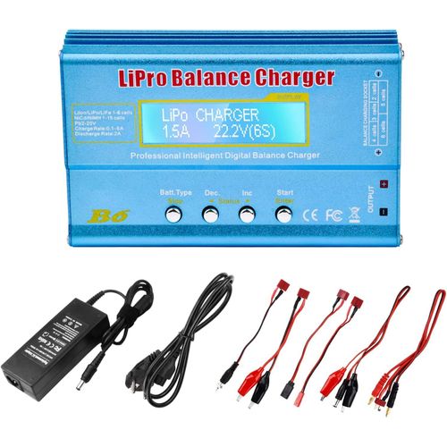 Kyaoayo-Lipo Chargeur 80w 6a Chargeur De Balance À Haute Puissance Pour Lipo/Li-Ion/Life (1-6s),Nimh/Nicd (1-15s),Chargeur De Balance Rc Hobby Led Avec Adaptateur Secteur-Diymore